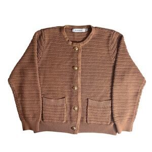 Anrabess Women's Brown Sweater Size S, with Gold Buttons  , long sleeve